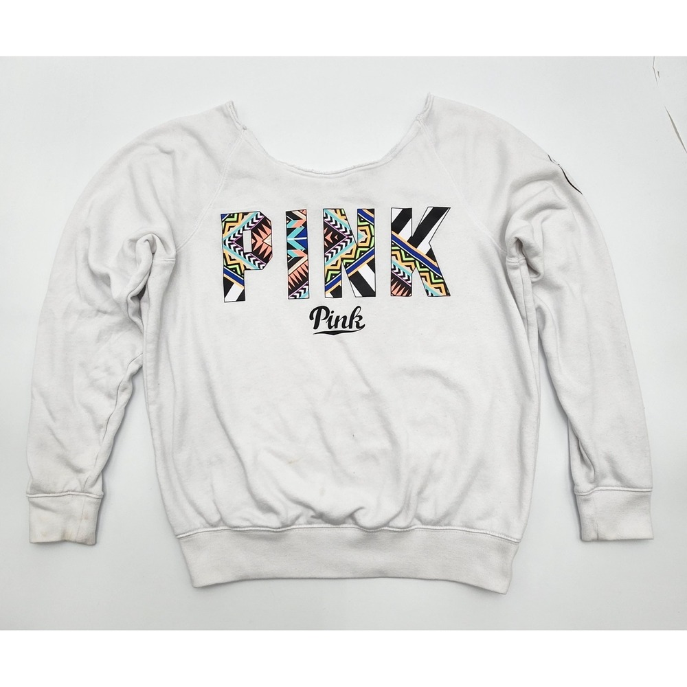 Victoria Secret Pink White Sweatshirt Vtg M